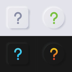 Question mark symbol button icon set, Multicolor neumorphism button soft UI Design for Web design, Application UI and more, Button, Vector.