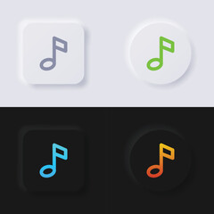 Music note button icon set, Multicolor neumorphism button soft UI Design for Web design, Application UI and more, Button, Vector.