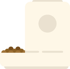 Plastic food bowl icon flat vector. Cat pet. Feed dry isolated