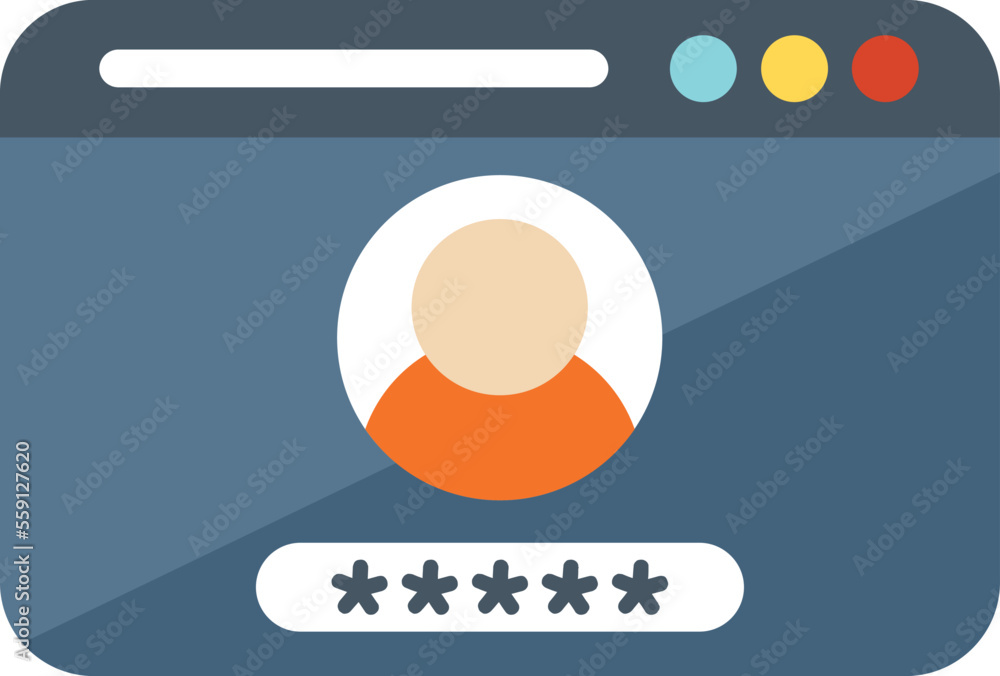 Poster page log password icon flat vector. web account. internet screen isolated