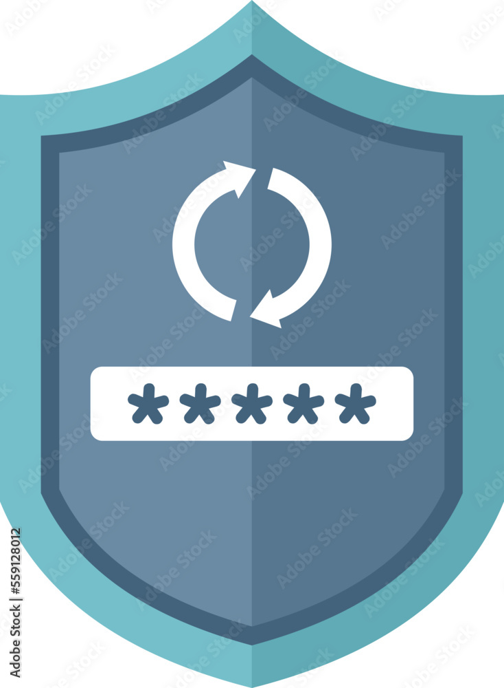 Poster shield password recovery icon flat vector. mobile page. screen secure isolated