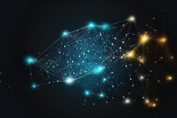 Fototapeta premium technological backdrop with abstract lines and dots. link between the big data idea and digital data. Visualization of digital data using art. Generative AI