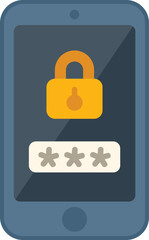 Smartphone lock icon flat vector. Ui page. Mobile design isolated