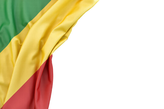 Flag of Congo in the corner on white background. Isolated. 3D illustration