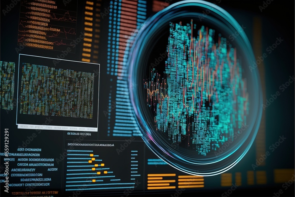 Poster cyber security, data protection, cyberattacks concept on blue background. database security software