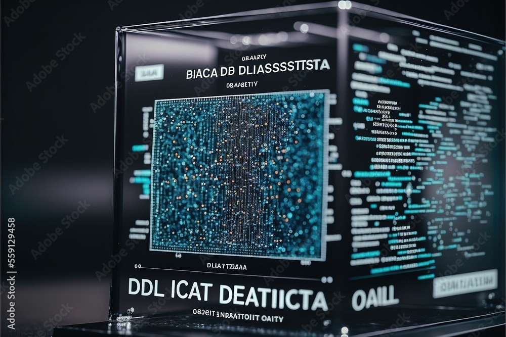 Poster cyber security, data protection, cyberattacks concept on blue background. database security software