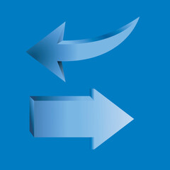 set of arrows on blue background. vector illustration.