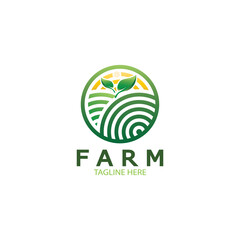 Farm  agriculture organic  logo design illustration of agriculture business, crop field, pasture, milk, Design Concept, Creative Symbol, Icon,Template