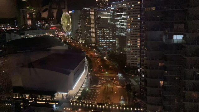 みなとみらい　夜景　コスモクロック　タイムラプス