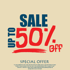 Sale price is Discount Tag 50% Percent Off Funny Red Color Funny Typography Text of an advertising campaign