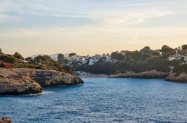 view of bay on mallorca island early in the morning