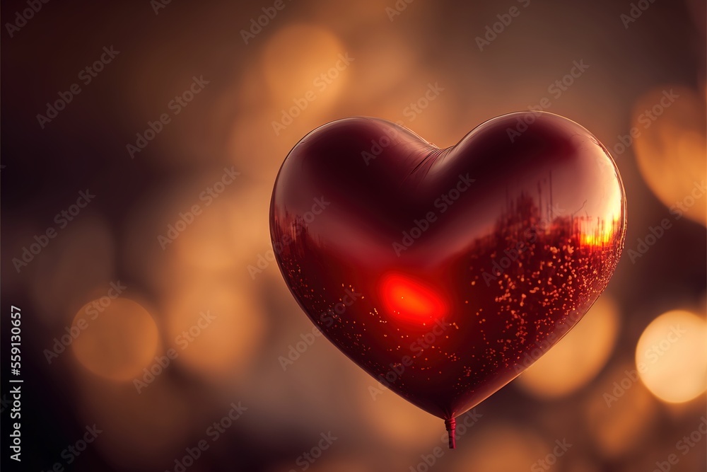 Aufkleber heart shape balloon on valentine's day with a bokeh background. bokeh background. generative ai