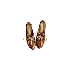 Vintage shoes. A classic pair of shoes. Watercolor illustration.