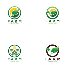 Farm  agriculture organic  logo design illustration of agriculture business, crop field, pasture, milk, Design Concept, Creative Symbol, Icon,Template
