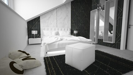 Chambre Modern 3D Combles
