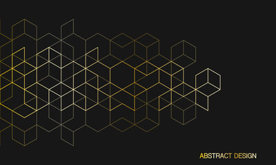 Obraz premium The graphic design elements with isometric shape golden blocks. Vector illustration of abstract geometric background