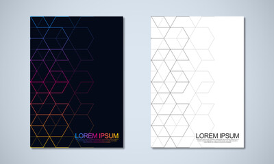 Abstract geometric covers and brochures with isometric vector blocks, and polygon shape patterns