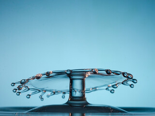 Water drop falling and colliding with another one	