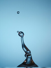 Water drop falling and colliding with another one	
