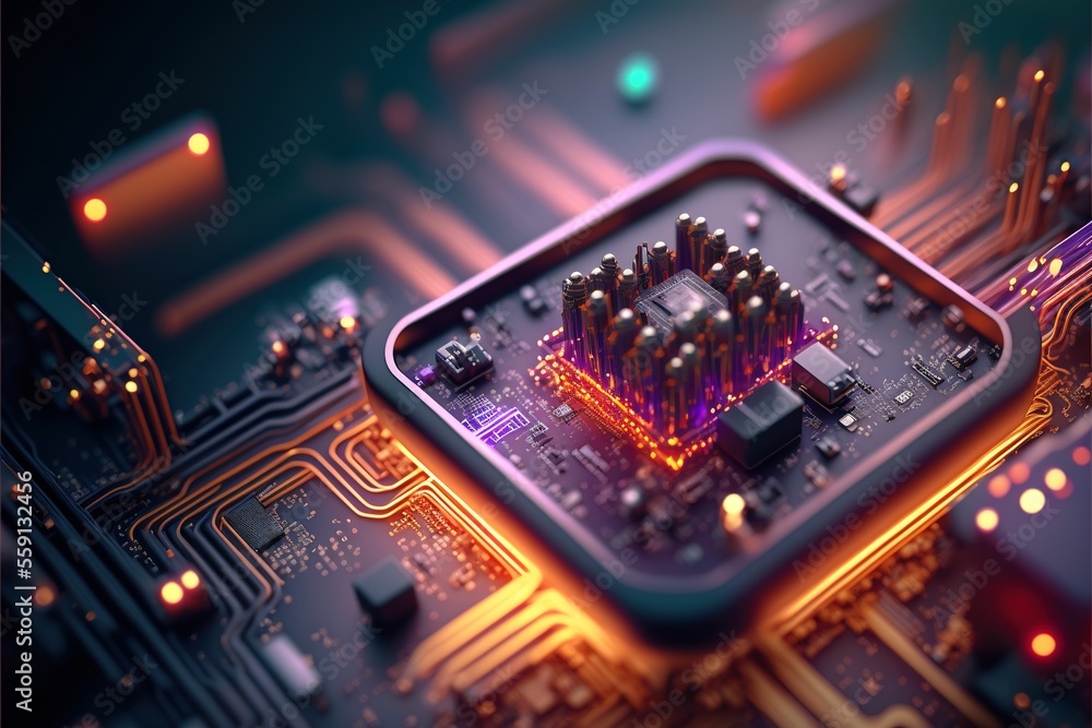 Aufkleber circuit. abstract circuit cyberspace design created with generative ai technology. artificial techno