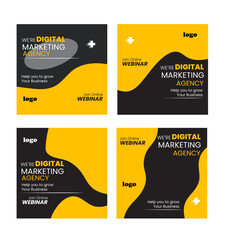 Digital marketing agency with paper texture social media post premium vector	