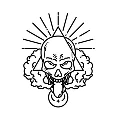 skull tattoo monoline design 