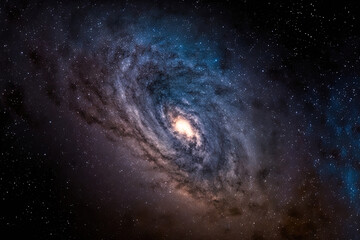 Obraz na płótnie Canvas Milky Way galaxy on a grainy long exposure image of the night sky. Generative AI