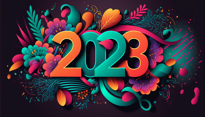 Fototapeta na wymiar 2023 new year, new year 2023 on sand, 2023 art, new year, new year 2023