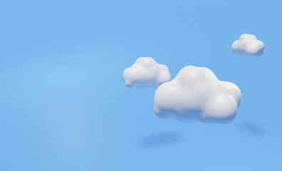3D illustration of clouds floating in blue space