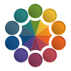 Colored buttons, template for infographics 10 positions