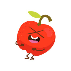 Cute Cartoon Emotional Apple character stickers on white background