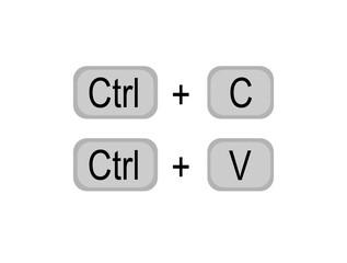 Ctrl C and Ctrl V keyboard buttons. Copy and paste with keyboard shortcuts isolated on white background
