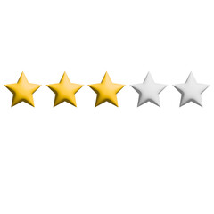 3 Stars Rating sign and symbol on Transparent Background
