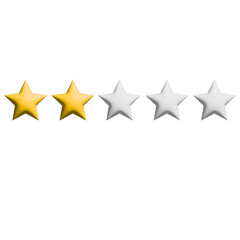 2 Stars Rating sign and symbol on Transparent Background