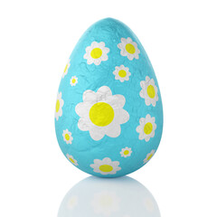 Blue, White and Yellow Flowered Easter Egg