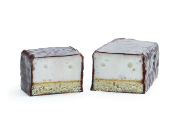 Glazed sweet souffle bar isolated on white