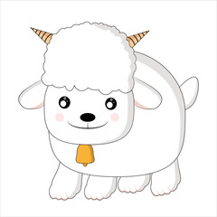 Illustration vector graphic of cute goat and sheep cartoon fit for logos, greeting card or design needs