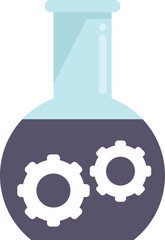 Flask gear control icon flat vector. Business center. Data system isolated