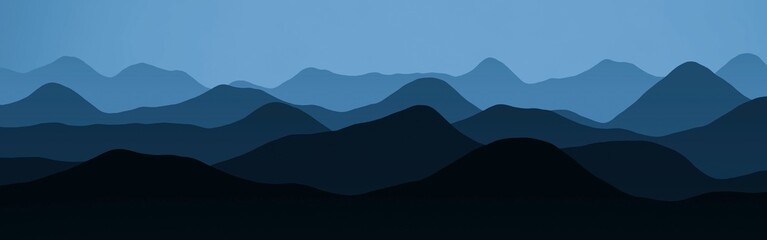 amazing blue hills slopes wild mountainscape - panoramic image cg texture illustration