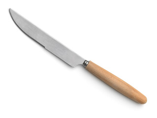 Top view of kitchen knife with wooden handle
