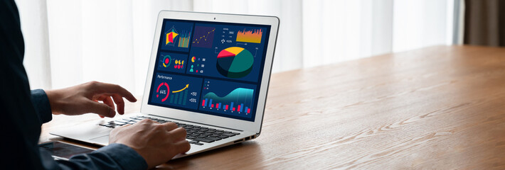 Business data dashboard provide modish business intelligence analytic for marketing strategy planning - obrazy, fototapety, plakaty