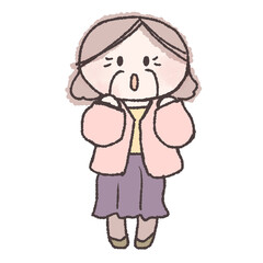  驚くおばあさん