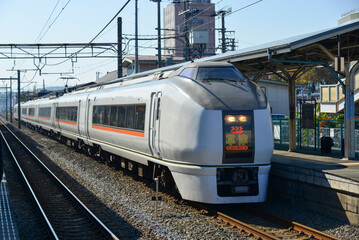 Fototapeta na wymiar Train running on track in Gunma, Japan
