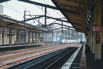 Fototapeta na wymiar Train running on track in Gunma, Japan