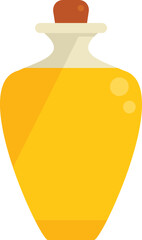Jojoba oil bottle icon flat vector. Aroma plant. Leaf herb isolated