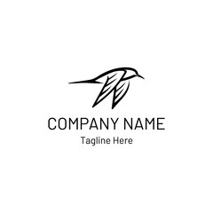 Obraz premium Modern Flying Bird Logo Template featuring a Minimalist Line Art Swallow Silhouette for Creative Agency, Nature, and Professional Branding Identity
