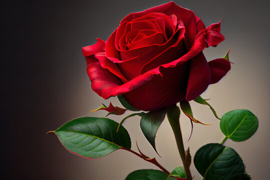red rose isolated with light background rose flower