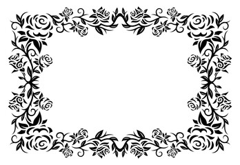 Tribal clip art with black floral frame © Rikley Stock