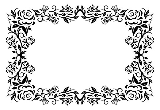 Tribal clip art with black floral frame