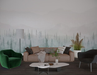 Living room interior, 3d render